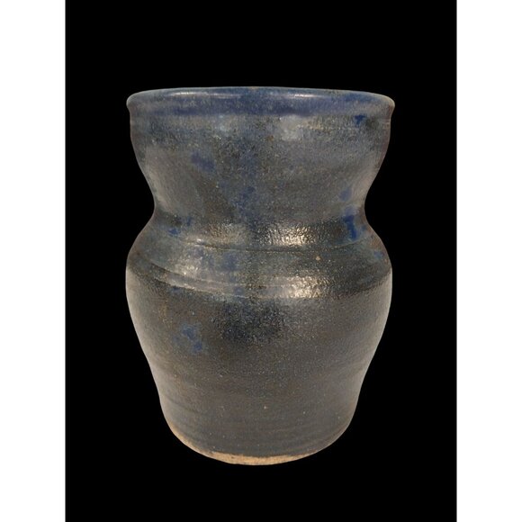 Art Pottery Vase Split Color Glaze Blue And Brown - Picture 4 of 9
